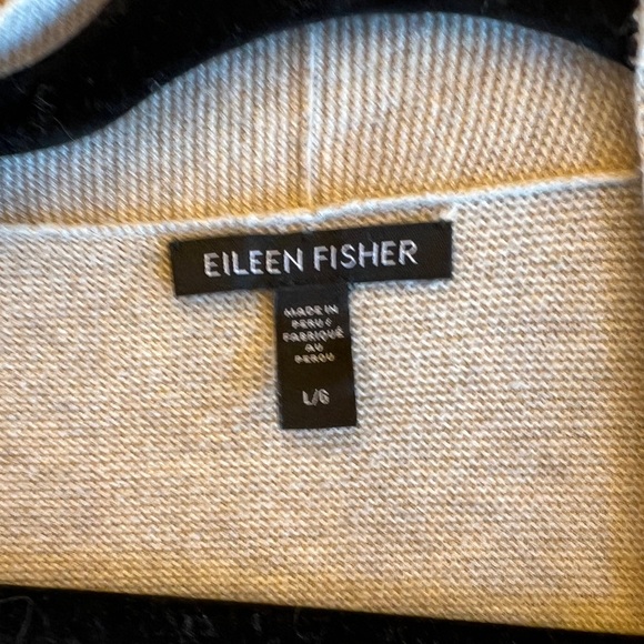 EILEEN FISHER Peruvian Organic-Cotton Cardigan, Size L, Oatmeal - Picture 4 of 7